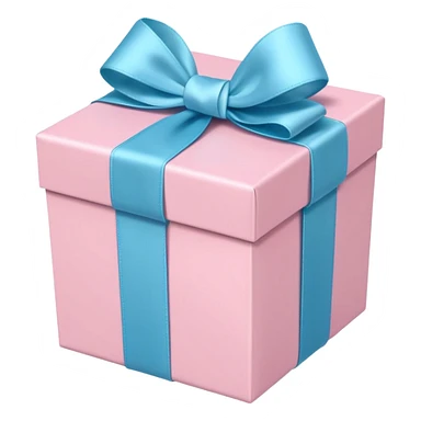 Light pink gift box with a pastel blue ribbon sticker