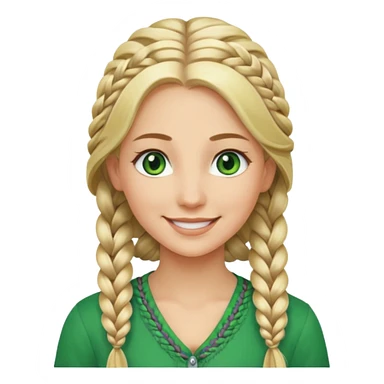 woman, long blond hair,green eyes, smiling, one braid to the side sticker
