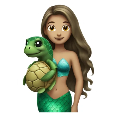 light brunette mermaid with a turtle sticker