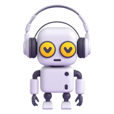 robot with headphones, 3D emoji style sticker