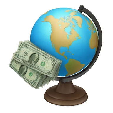 Globe with money and tech sticker