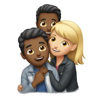 Two girls kissing a man on the cheek sticker