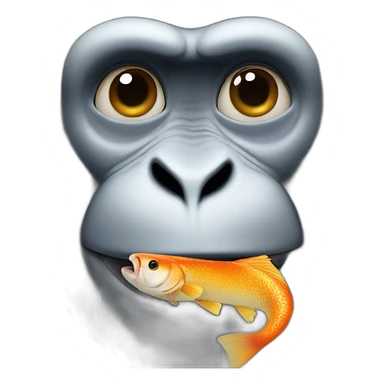 monkey eating a fish with ice spice sticker