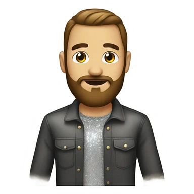 Friend with beard wearing a sparkly shirt sticker