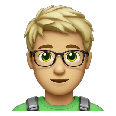 boy with green eyes and glasses sticker