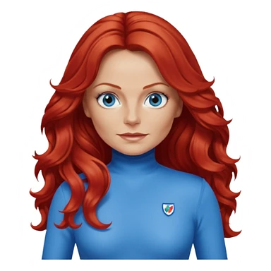 Geri Halliwell with red long hair, blue eyes, red outfit sticker