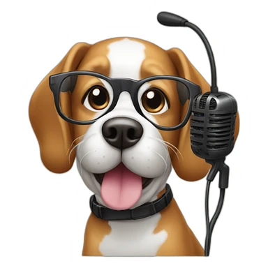 Dog-with-glasses-and-microphone-type-podcast sticker