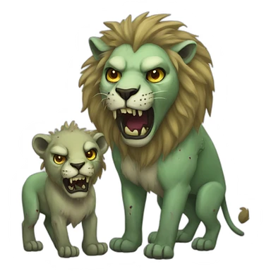 Zombie lions undead male and female together sticker