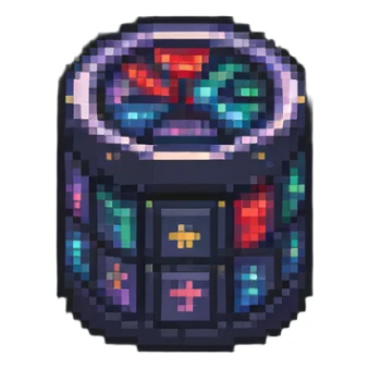 SQLite database logo with compact database symbol in pixel art sticker