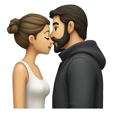Girl kissing a man with dark beard  sticker