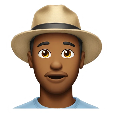 Guy wearing hat biting hit lip sticker