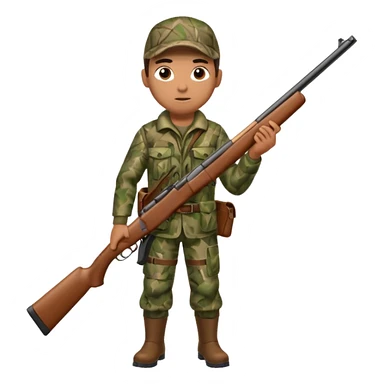 male hunter with a shotgun slung over shoulder, confident stance sticker