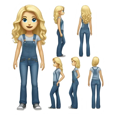 Blonde girl, redneck, bootcut jeans, full body, blue eyes sticker