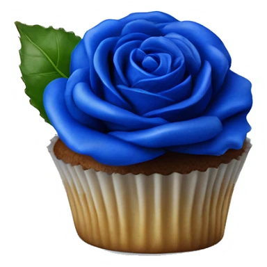 Realistic isolated cobalt blue rose cupcake. sticker