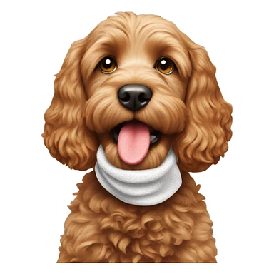 Ginger cockapoo holding a sock in her mouth sticker