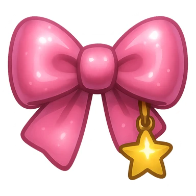 pink bow emoji, cute and shiny, with a small star charm sticker