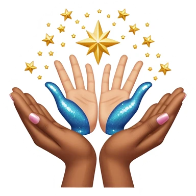 Ανοιχτα χερια με γκλιτερ γραφει συμβολισμος sticker