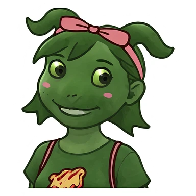 Happy girl with bacon sticker