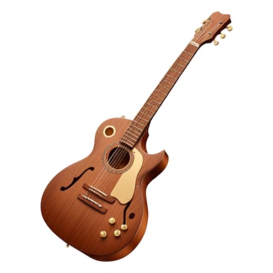 Cinematic Realistic Guitar, smooth mahogany body with deep wood grain, metal strings catching soft reflections, intricate tuning pegs gleaming subtly, warm light accentuating the contours, glowing with the warmth of music and craftsmanship. sticker