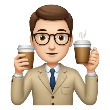 a white man with two glasses of coffee sticker