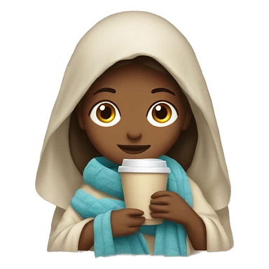 girl with blanket and coffee sticker