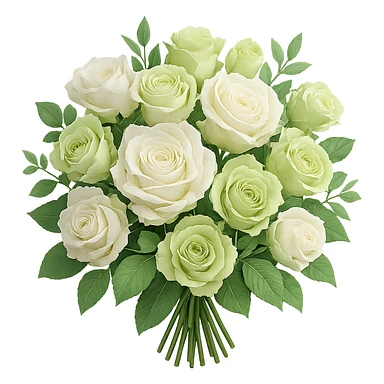 bouquet of white and green roses , remove background sticker