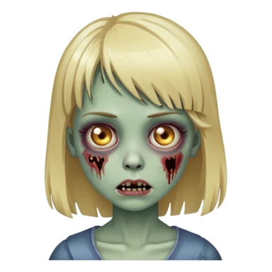 girl zombie with blonde hair and bangs sticker