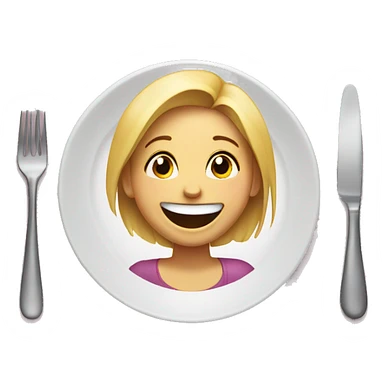 Girl laughing with empty plate sticker