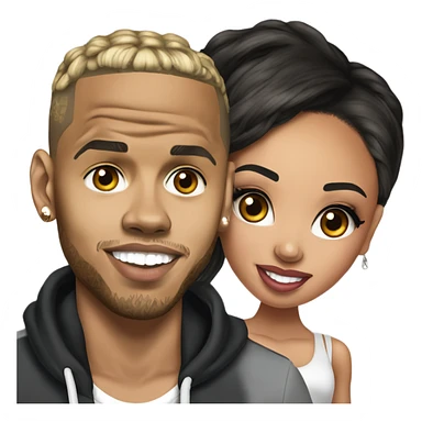 Hyper Realistic Chris Brown and beautiful Karruche Tran  sticker