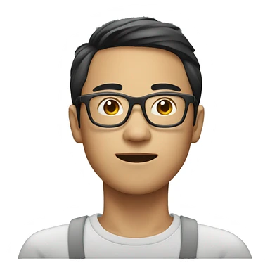 young Asian man with glasses and longish hai sticker