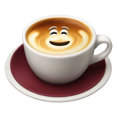 cappuccino in a burgundy mug with saucer sticker