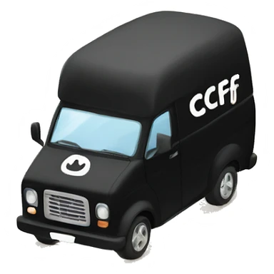 Black van emoji with the words CCF FLOORS written across the side sticker