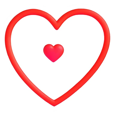 3D emoji style red heart with glowing neon outline sticker