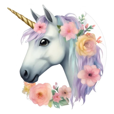 Watercolor floral unicorn sticker