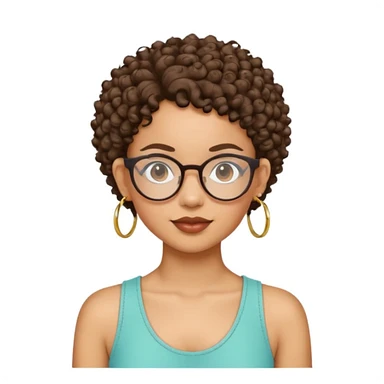 a lightskin mixed girl with hoop earrings and curly hair with glasses and an arabic girl with pixiee cut sticker