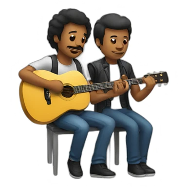 A man playing guitar and another man playing synthetizer  sticker