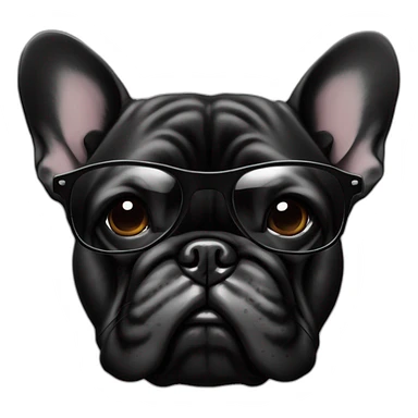Bouledogue français noir avec des lunettes de soleil noir avec relief brin  sticker
