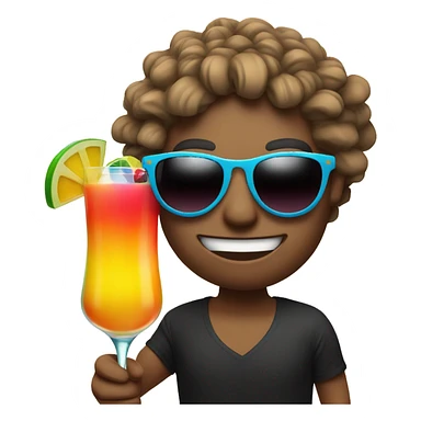 the sun in black glasses holds a cocktail in his hand sticker
