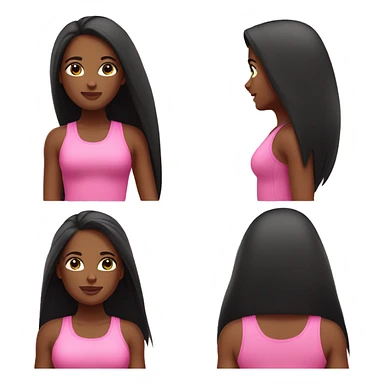 A cute black lady with long black straight hair down in a cute pink workout set sticker