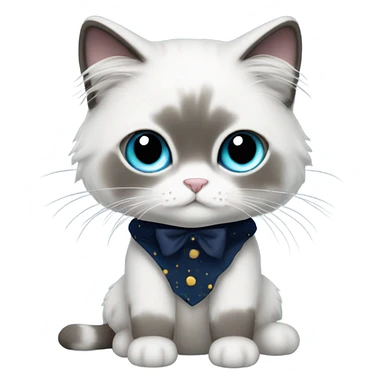 Ragdoll cat with night time outfit  sticker