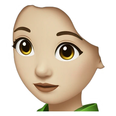 Geisha brown hair down dark green eyes  sticker