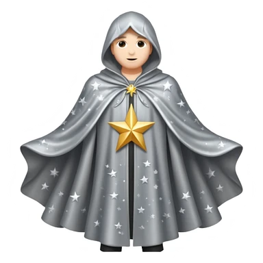 a fantasy  magic, silver color with star pattern cloak sticker
