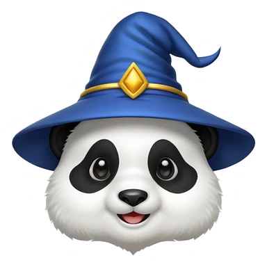 smiling panda emoji wearing a wizard hat sticker