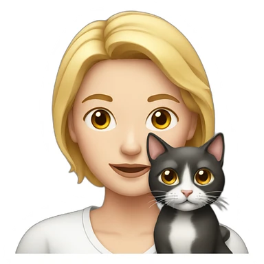 white woman with a cat sticker