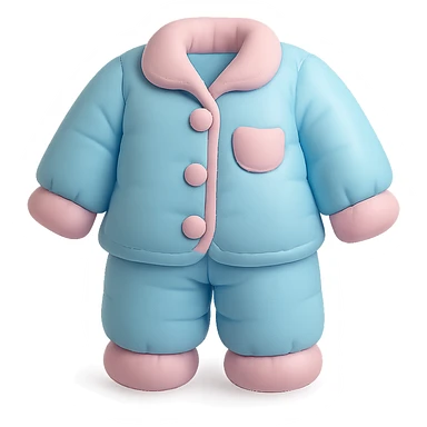 cute cushion style illustration of pajamas, soft and plush, pastel colors sticker