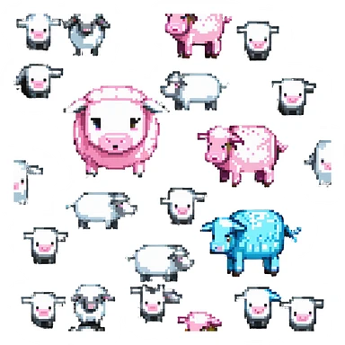 Minecraft style sheep and a blocky pig friend together sticker