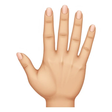 the ring finger, index finger, and middle finger facing up while the thumb and pinky finger are facing inwards towards the hand sticker