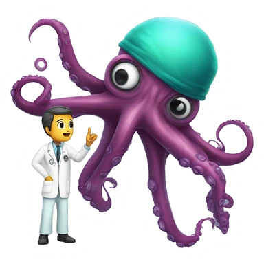 Alien Octopus with scared scientist  sticker