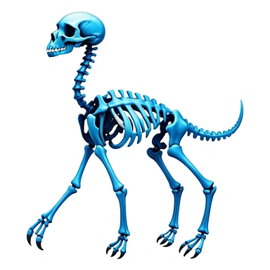 A black and blue gradient epic shiny cool edgy skeletal animal, full body sticker