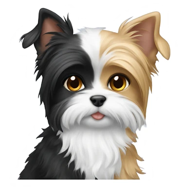 Yorkie hugging a black and white cat  sticker